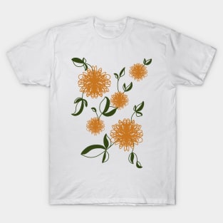 Cozy Vintage Autumn Leaves Thistle Flower Pattern T-Shirt